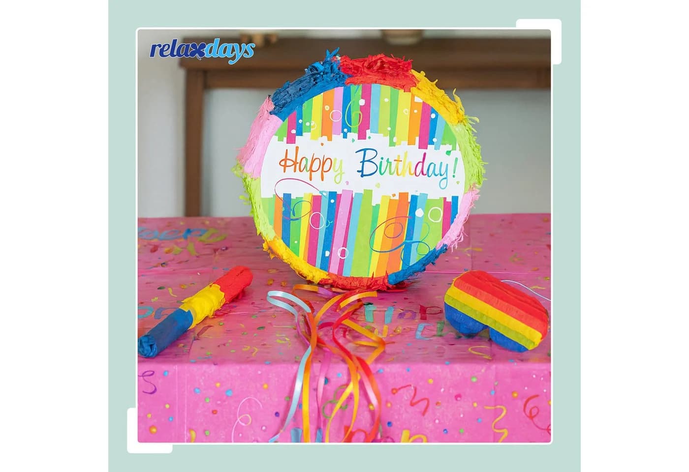 RELAXDAYS Pinata Set Geburtstag mit Stab und Maske Bunt
