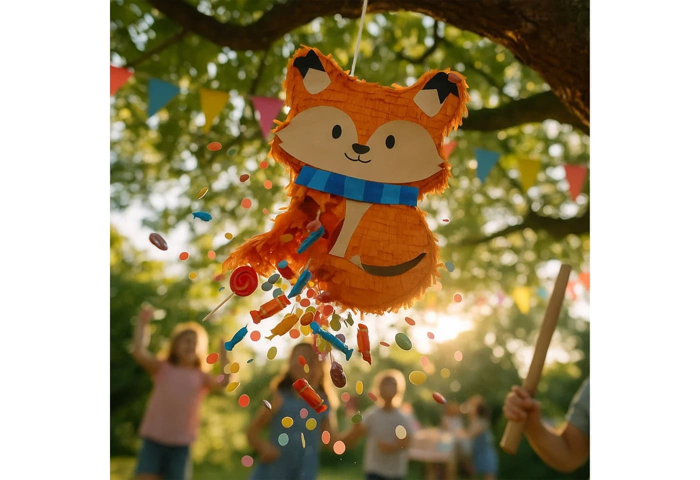 relaxdays Fuchs Pinata Set mit Stab und Maske