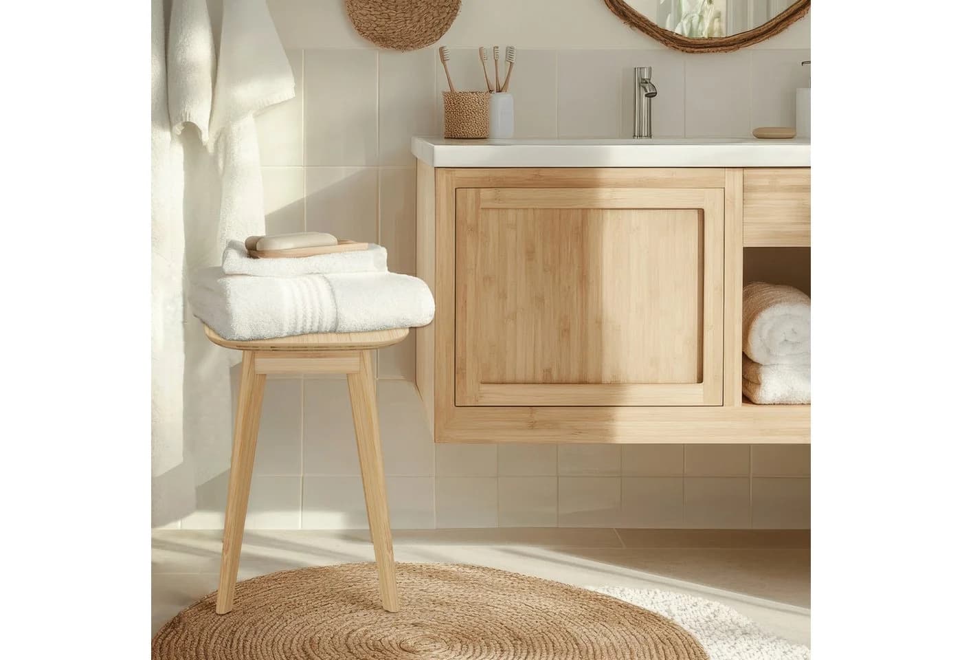 relaxdays Sitzhocker Bambus 2er Set - Bild 3