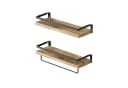 relaxdays Wandregal 2-teiliges Wandregal Set Holz Eisen Bild 2