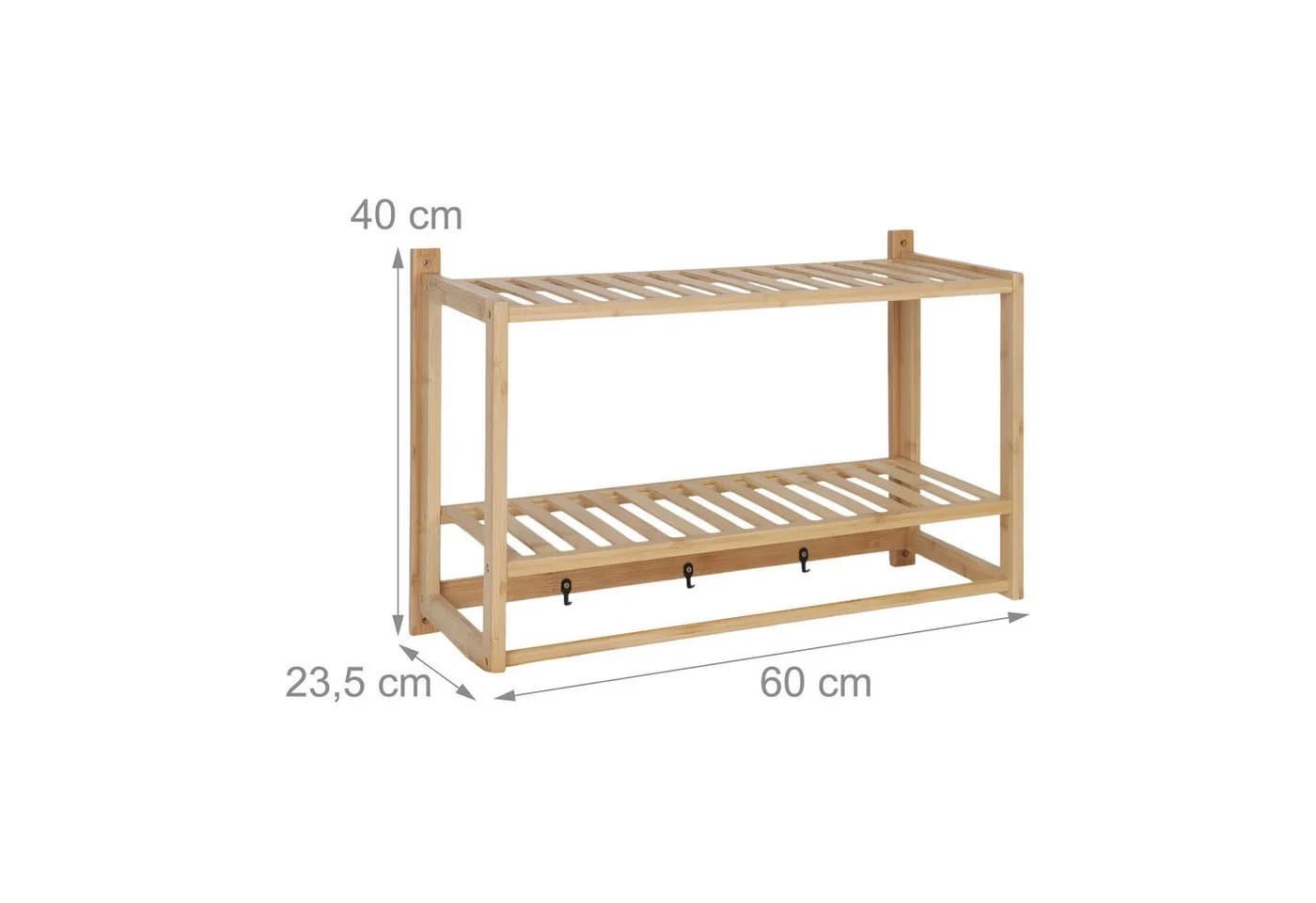 RELAXDAYS Wandregal Bad mit Haken & Handtuchstange Natur Bambus - Bild 4