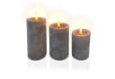 relaxdays LED-Kerzen 3er Set Betonoptik Grau Bild 2