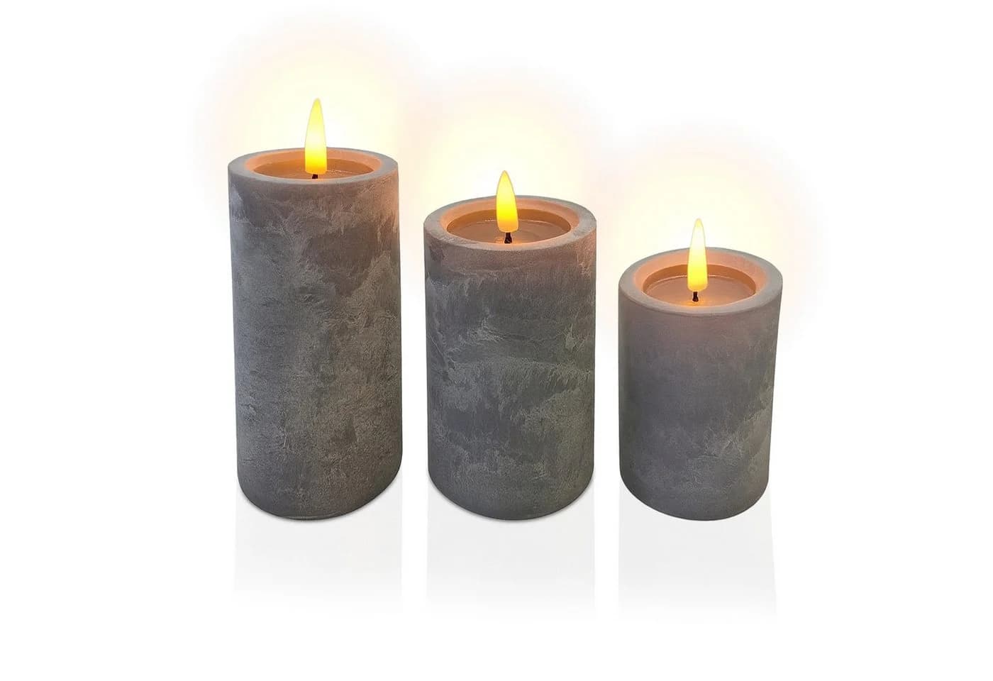 relaxdays LED-Kerzen 3er Set Betonoptik Grau - Bild 2