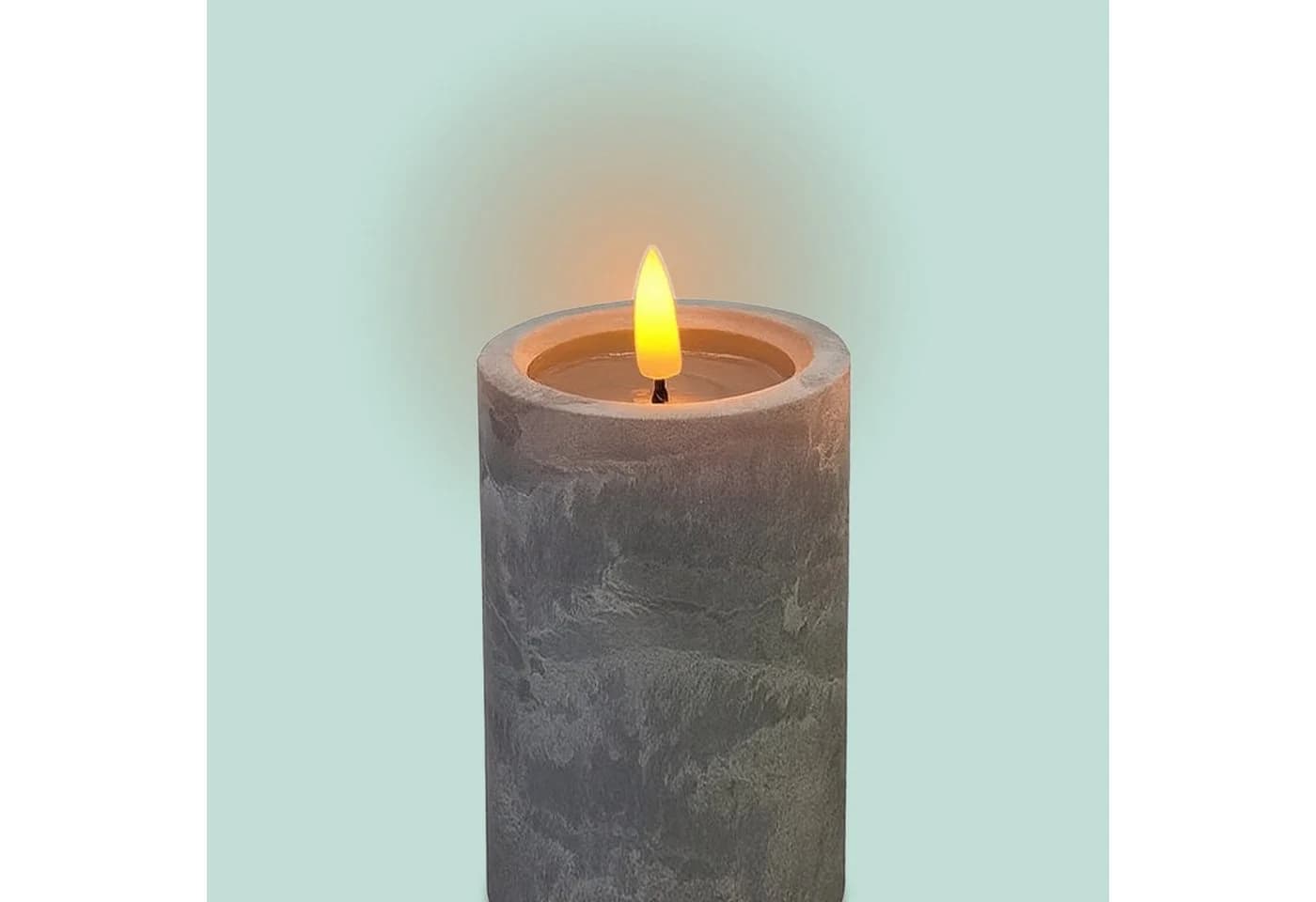 relaxdays LED-Kerzen 3er Set Betonoptik Grau - Bild 5