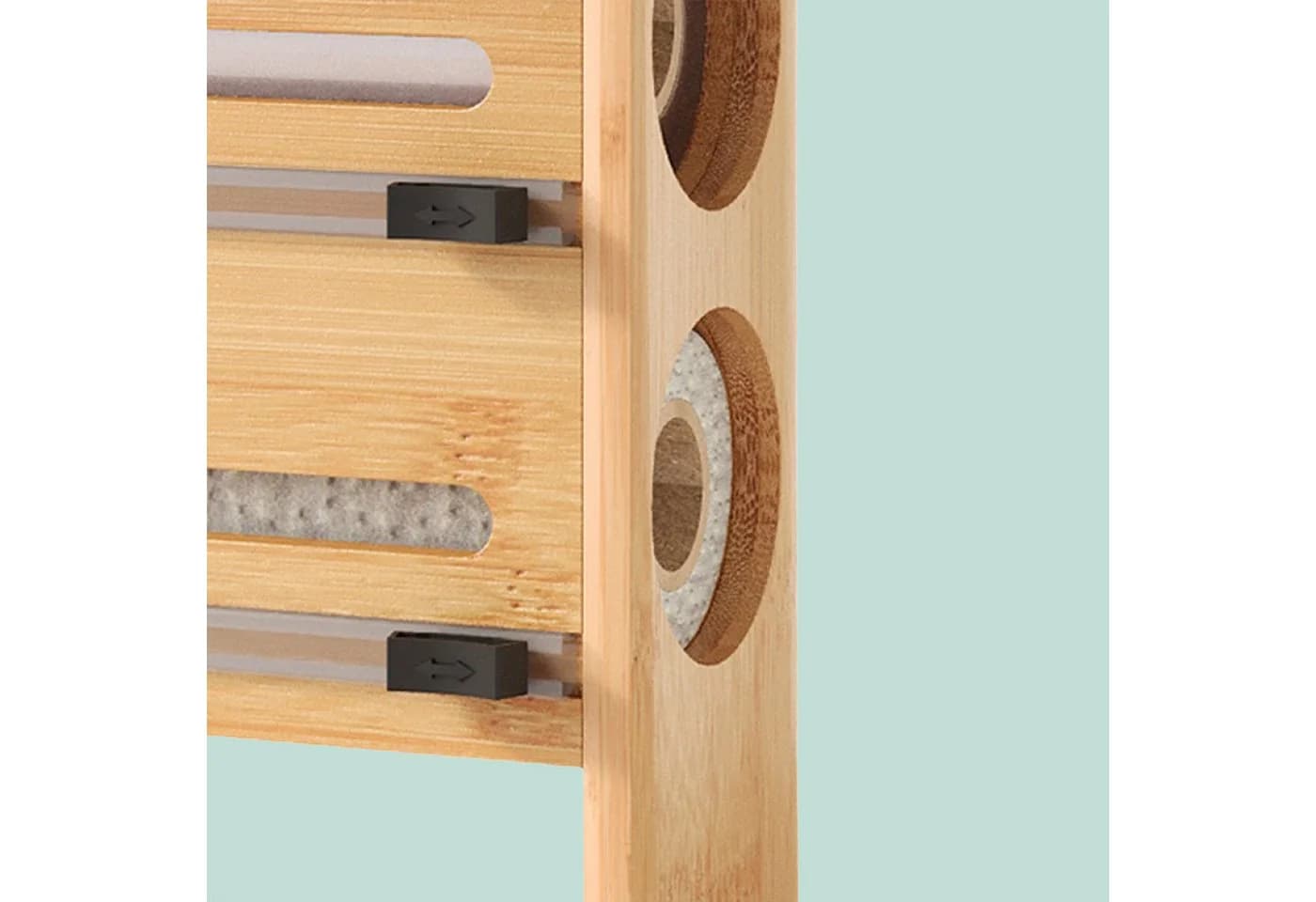relaxdays Wandrollenhalter Küche 4-in-1 Bambus mit Schneider - Bild 5