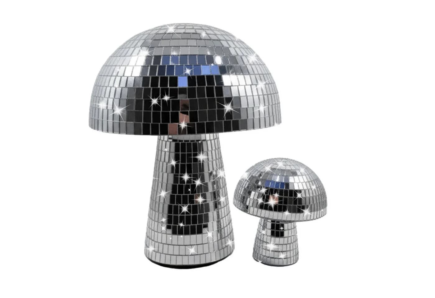 relaxdays Discolicht Disco Pilz 2er Set Silber Mosaikdesign - Bild 2