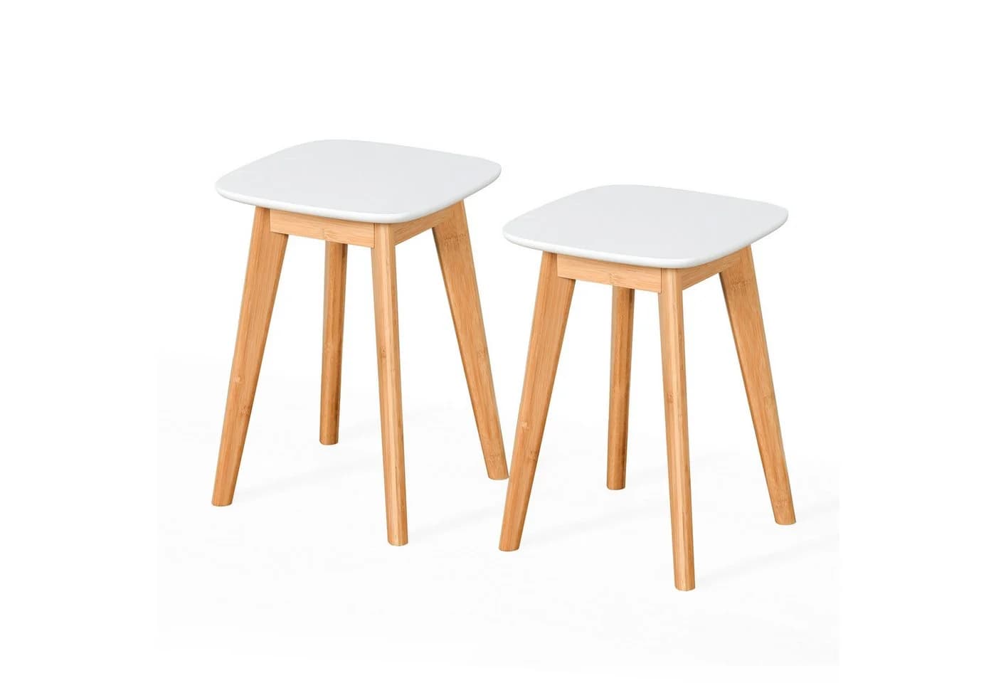 relaxdays Sitzhocker Esszimmerhocker im 2er Set Bambus Weiß - Bild 2
