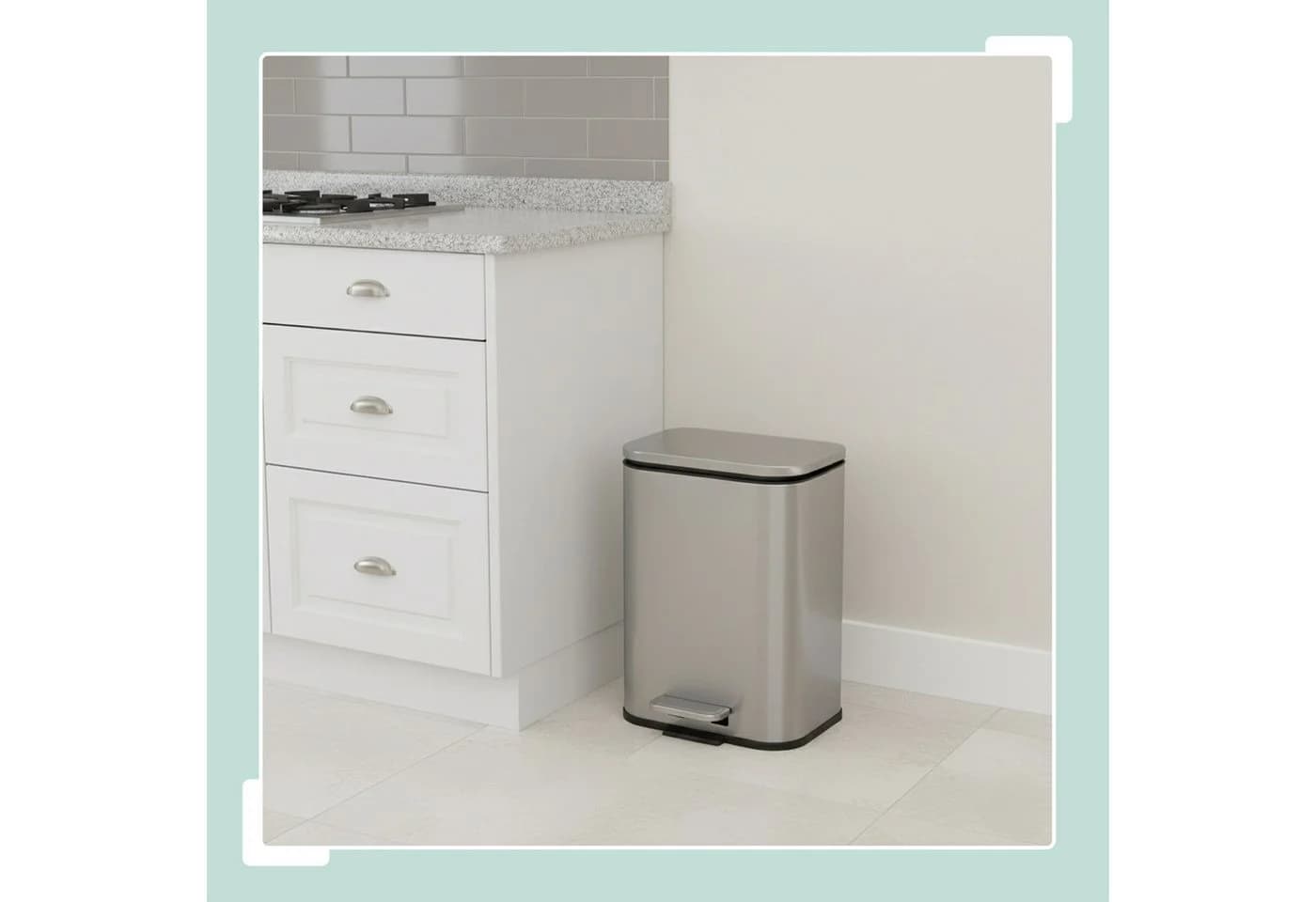 relaxdays Mülleimer 5 l mit Trittpedal und Soft-Close Silber