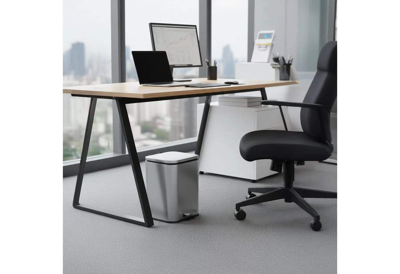 relaxdays Mülleimer 5 l mit Trittpedal und Soft-Close Silber - Bild 3