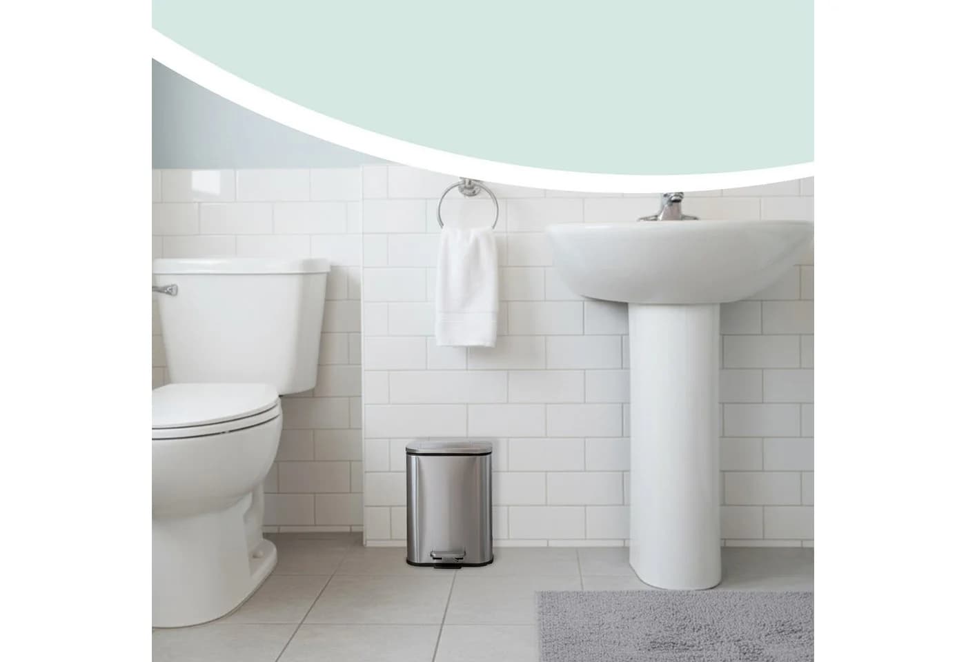 relaxdays Mülleimer 5 l mit Trittpedal und Soft-Close Silber - Bild 5