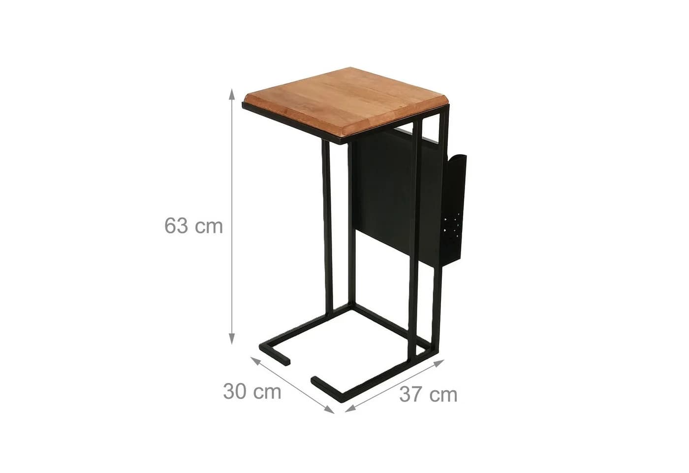 RELAXDAYS Beistelltisch C-Form mit Zeitungsablage Braun/Schwarz - Bild 4