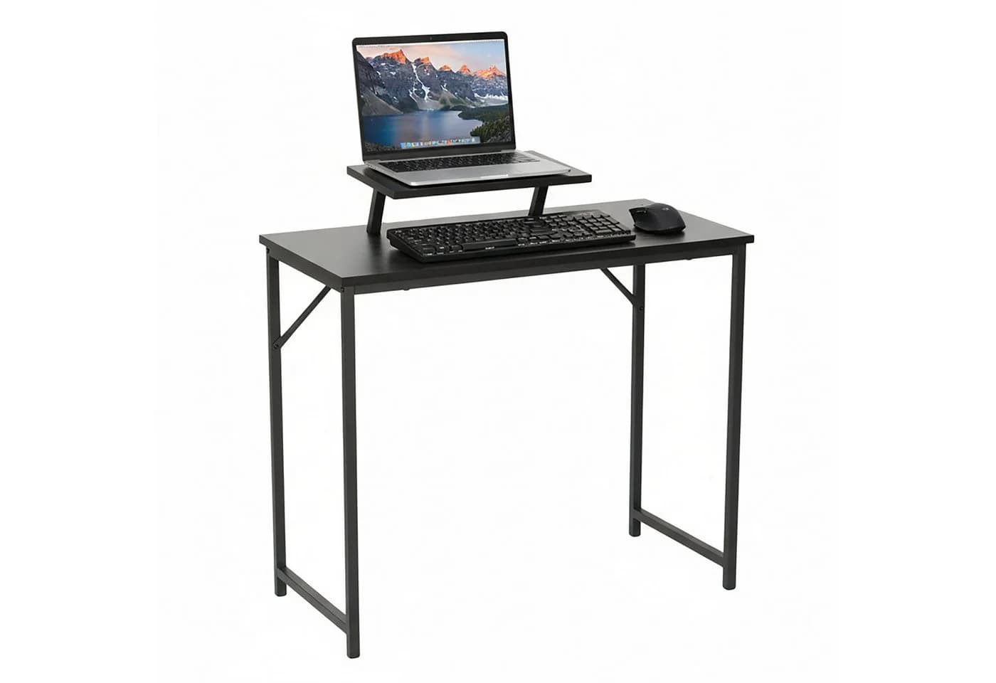 relaxdays Computertisch mit Monitoraufsatz - Schwarz - 80x40x75 cm - Bild 2