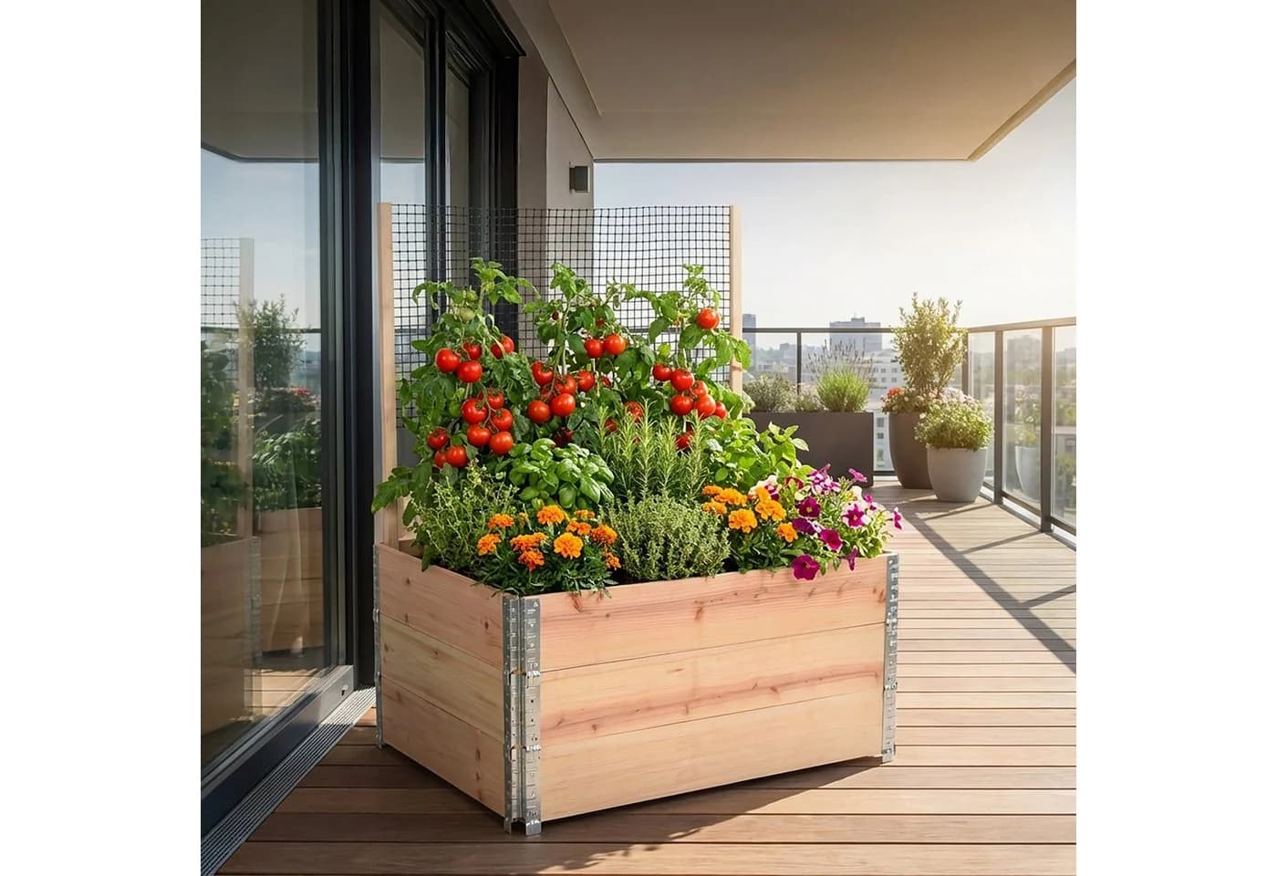relaxdays Hochbeet mit Rankhilfe aus Holz Stapelbar