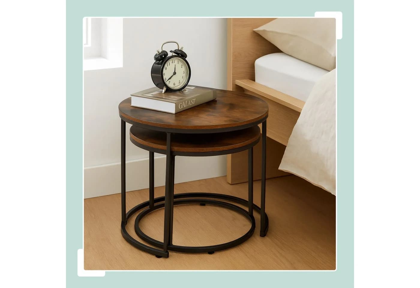 relaxdays Satztisch 2er Set Industrial Design Braun/Schwarz