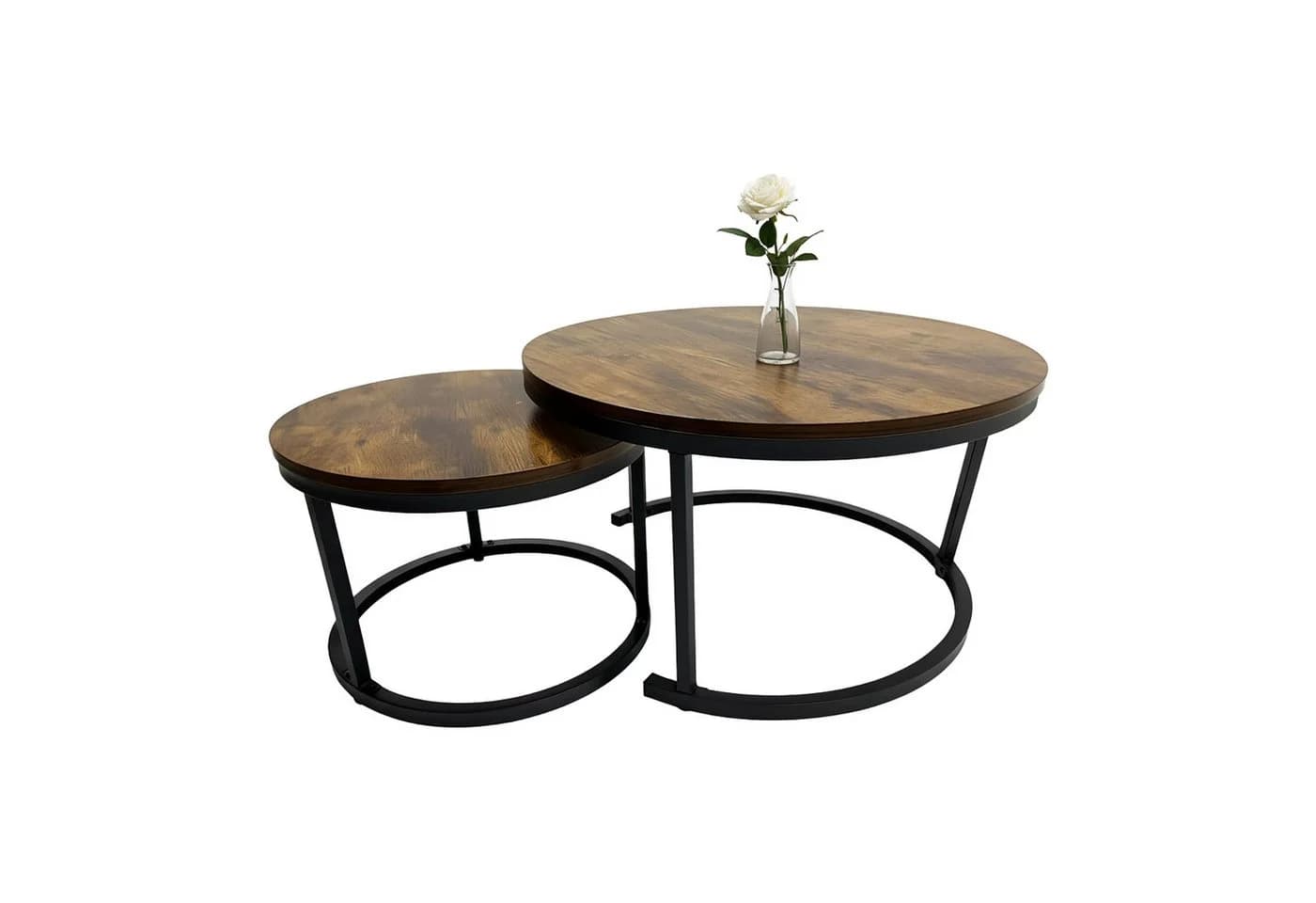 relaxdays Satztisch 2er Set Industrial Design Braun/Schwarz - Bild 2