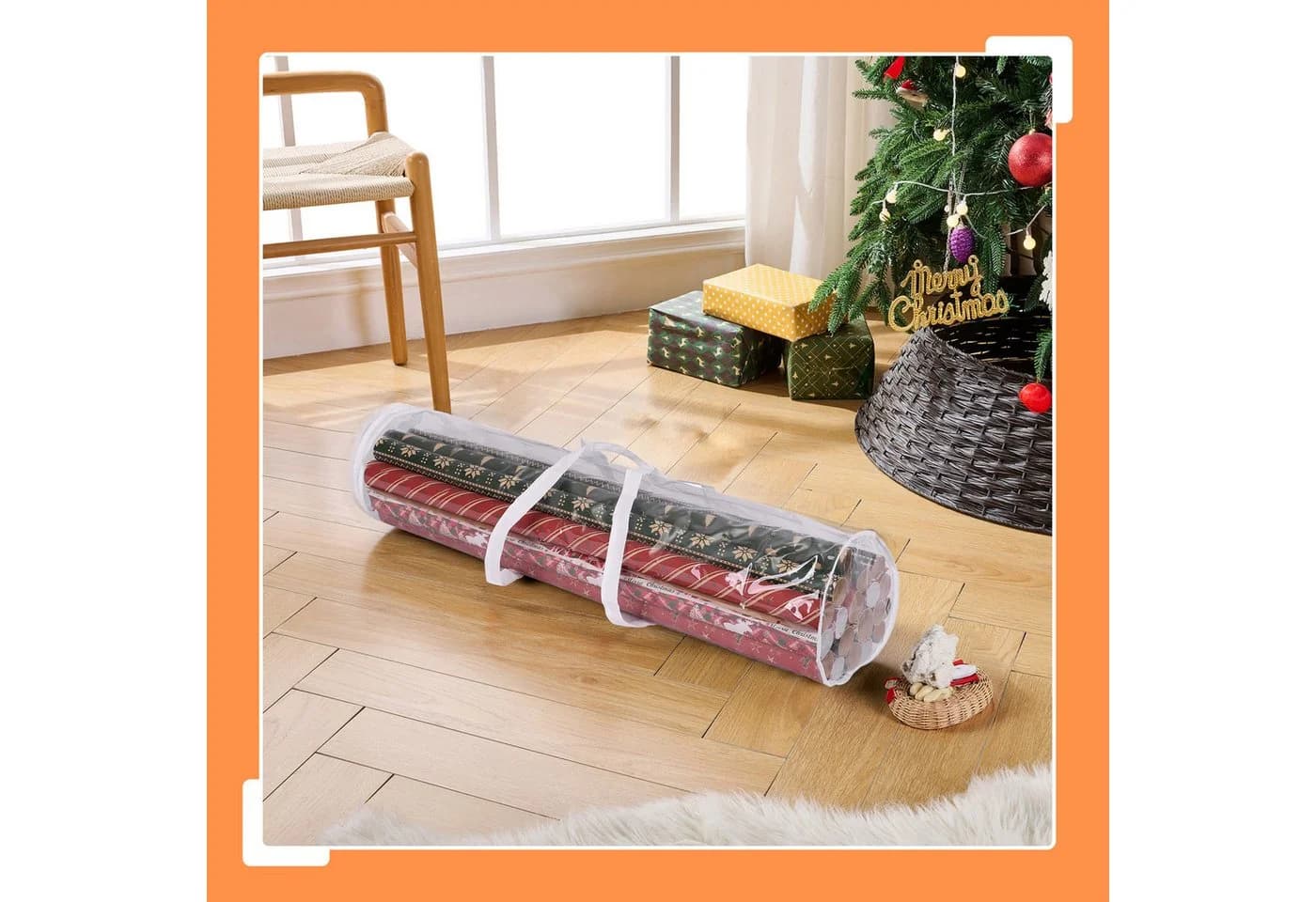 relaxdays Aufbewahrungsbox Geschenkpapier Aufbewahrung 2er Set Transparent
