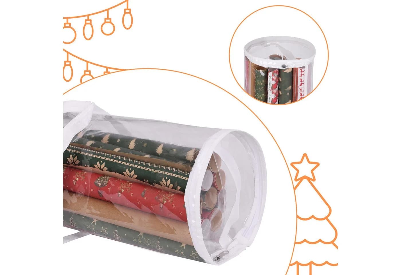 relaxdays Aufbewahrungsbox Geschenkpapier Aufbewahrung 2er Set Transparent - Bild 5