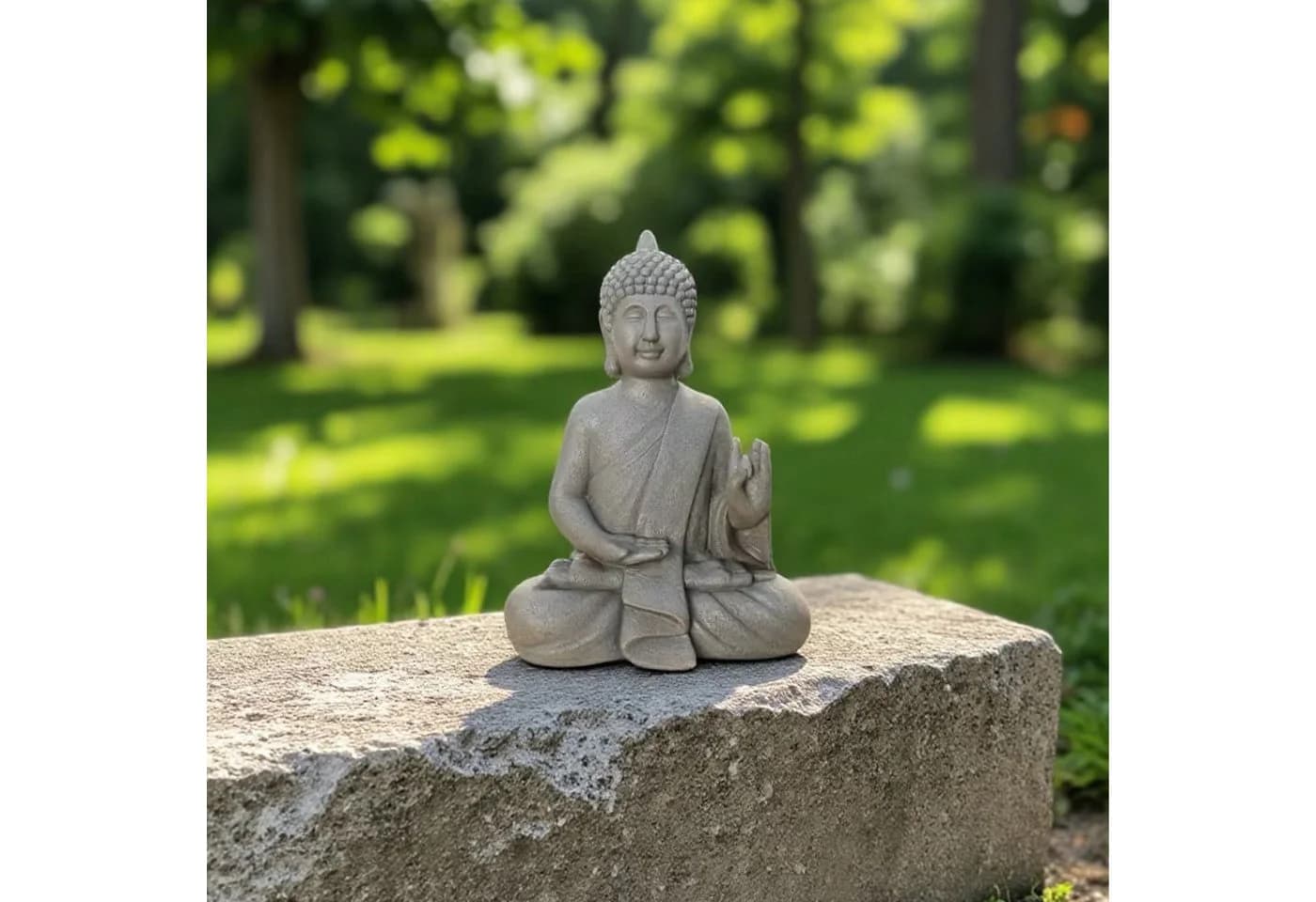 relaxdays Buddha Figur 52 cm - Polyresin Stein-Optik Anthrazit