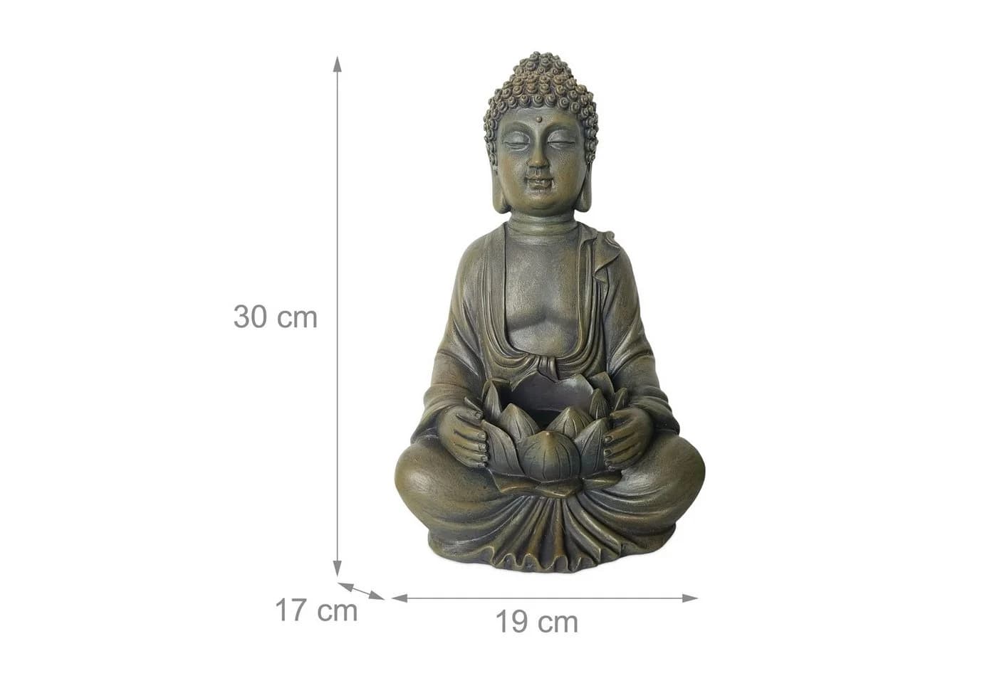 relaxdays Buddha Figur 30 cm mit Lotusblume - Bronzeoptik - Bild 4