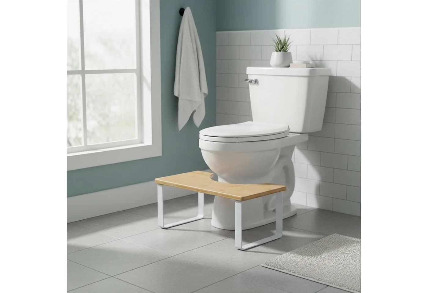 relaxdays Toilettenhocker Bambus & Metall