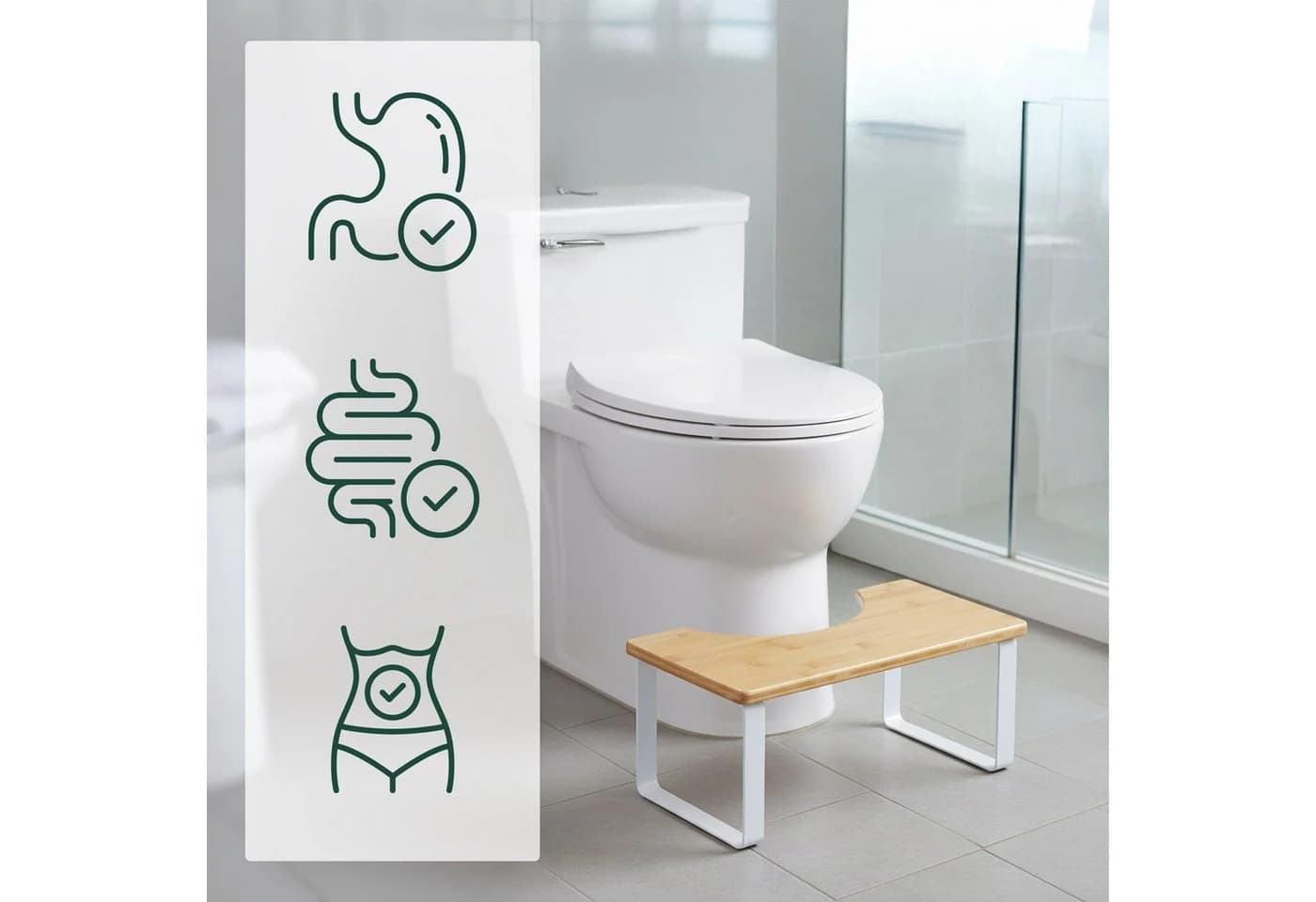 relaxdays Toilettenhocker Bambus & Metall - Bild 3
