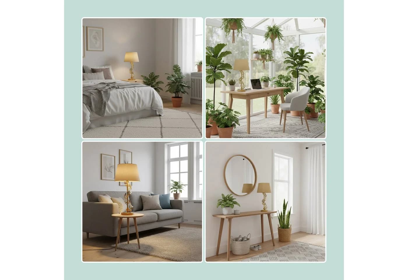 relaxdays Nachttischlampe Lorbeerranke Gold - Bild 5