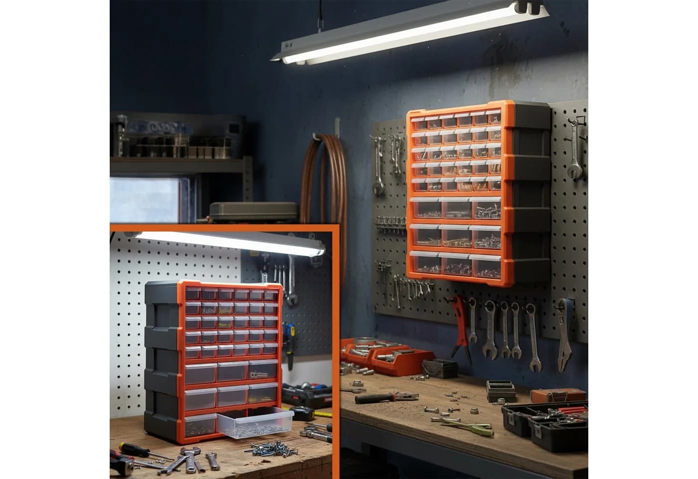 relaxdays Sortimentskasten Kleinteilemagazin 39 Schubladen Schwarz Orange - Bild 3