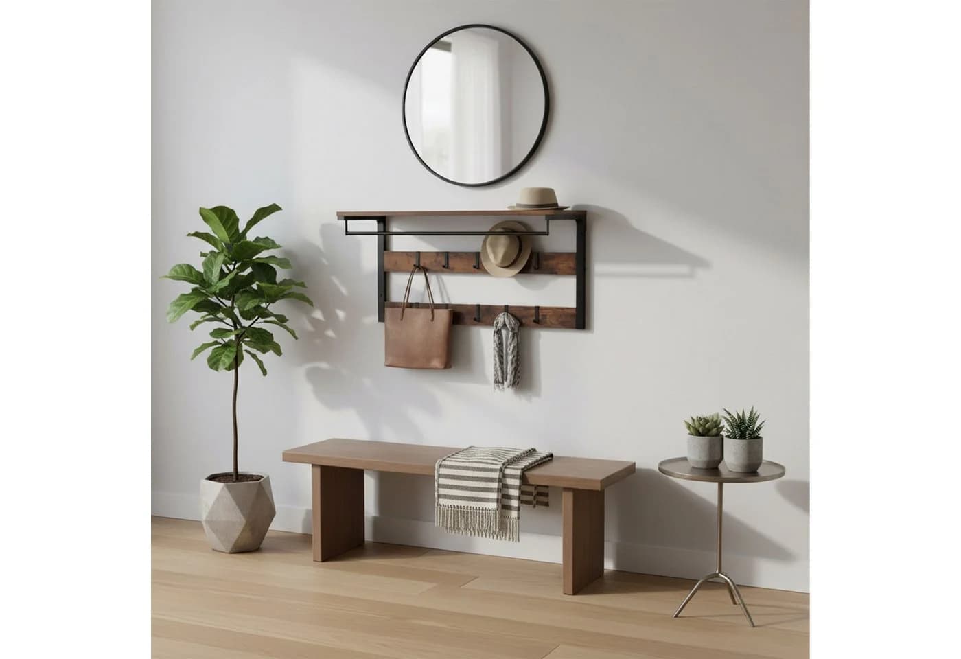 relaxdays Wandgarderobe mit 10 Haken & Ablage Industrial Design - Bild 3
