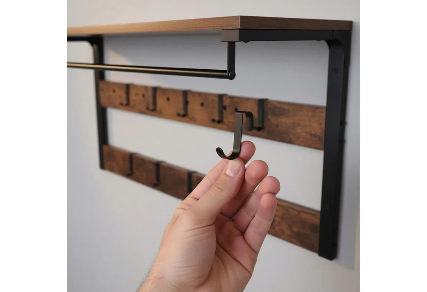 relaxdays Wandgarderobe mit 10 Haken & Ablage Industrial Design - Bild 5