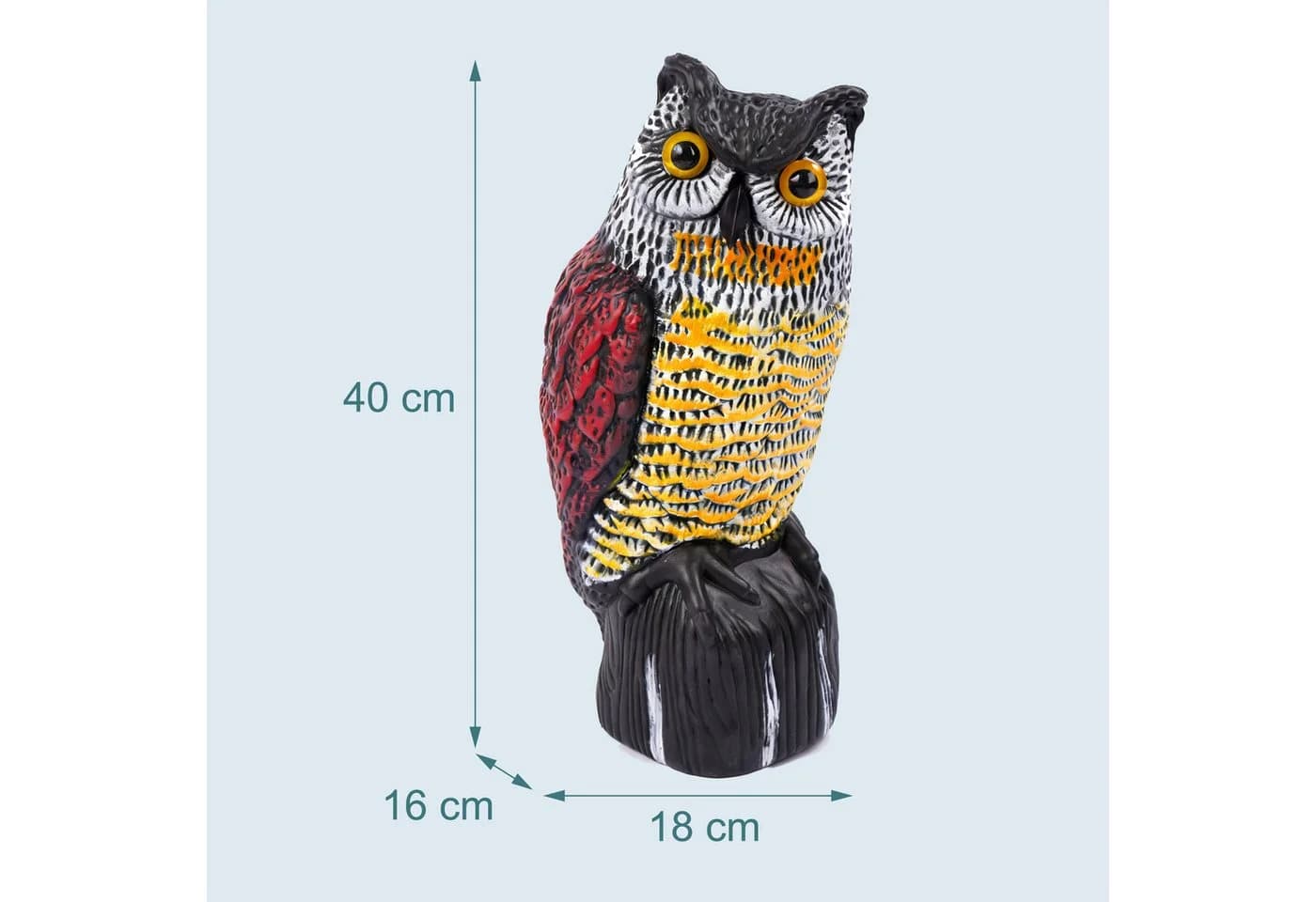 RELAXDAYS Vogelattrappe Eule 40 cm Schwarz/Rot/Gelb - Bild 4