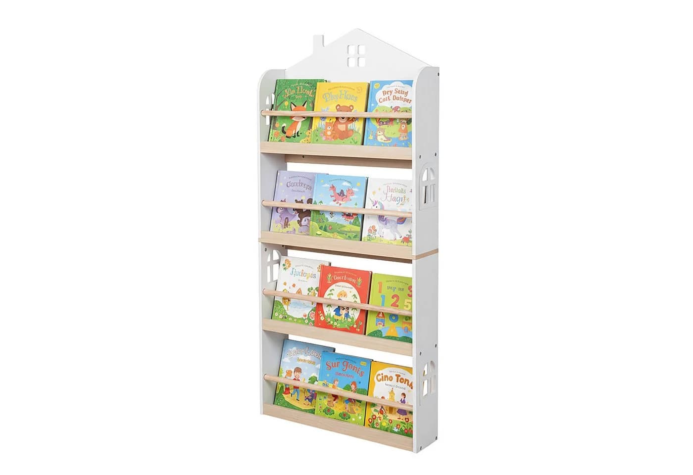 relaxdays Kinderregal Bücherregal Hausform Weiß/Natur - Bild 2