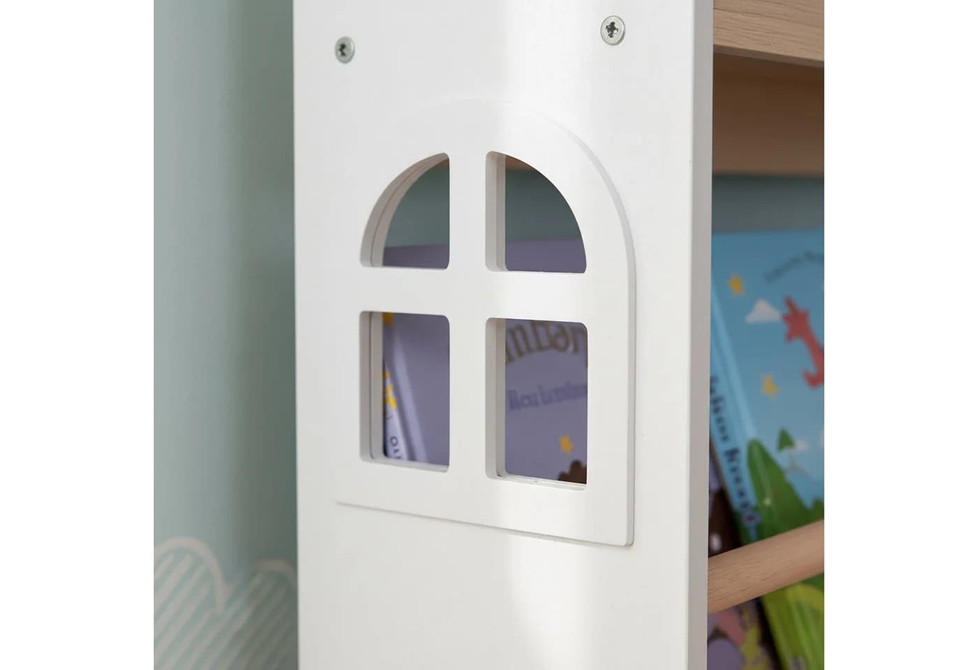 relaxdays Kinderregal Bücherregal Hausform Weiß/Natur - Bild 5
