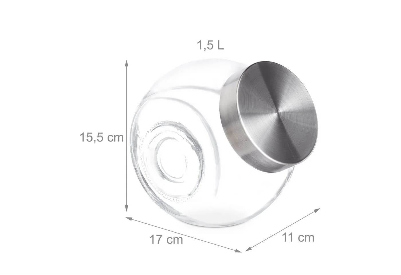 relaxdays Vorratsglas 6x Bonbongläser 1,5 L Glas Transparent Silber - Bild 4