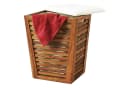 relaxdays Wäschetruhe mit Sitz aus Akazienholz Braun/Weiß Bild 2