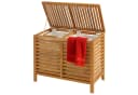 relaxdays Wäschesortierer 150 l mit 2 Fächern Walnussholz Bild 2