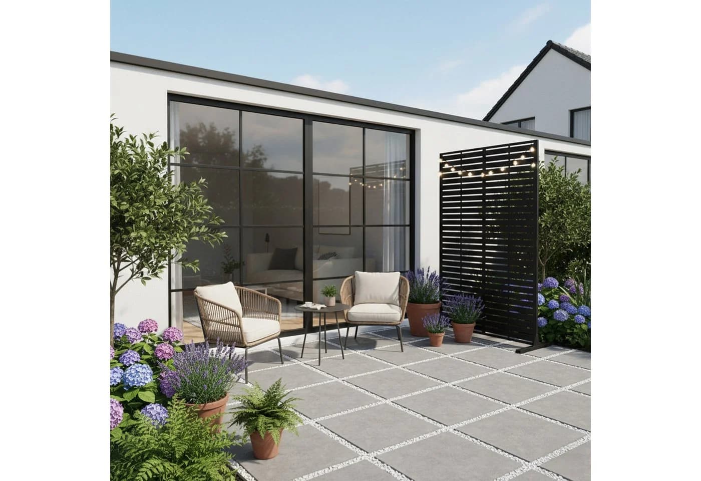 relaxdays Sichtschutzelement Sichtschutz für Garten Lamellen Schwarz - Bild 5