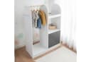 relaxdays Kinderkleiderschrank Kindergarderobe mit Stoffbox Weiß/Schwarz Bild 3
