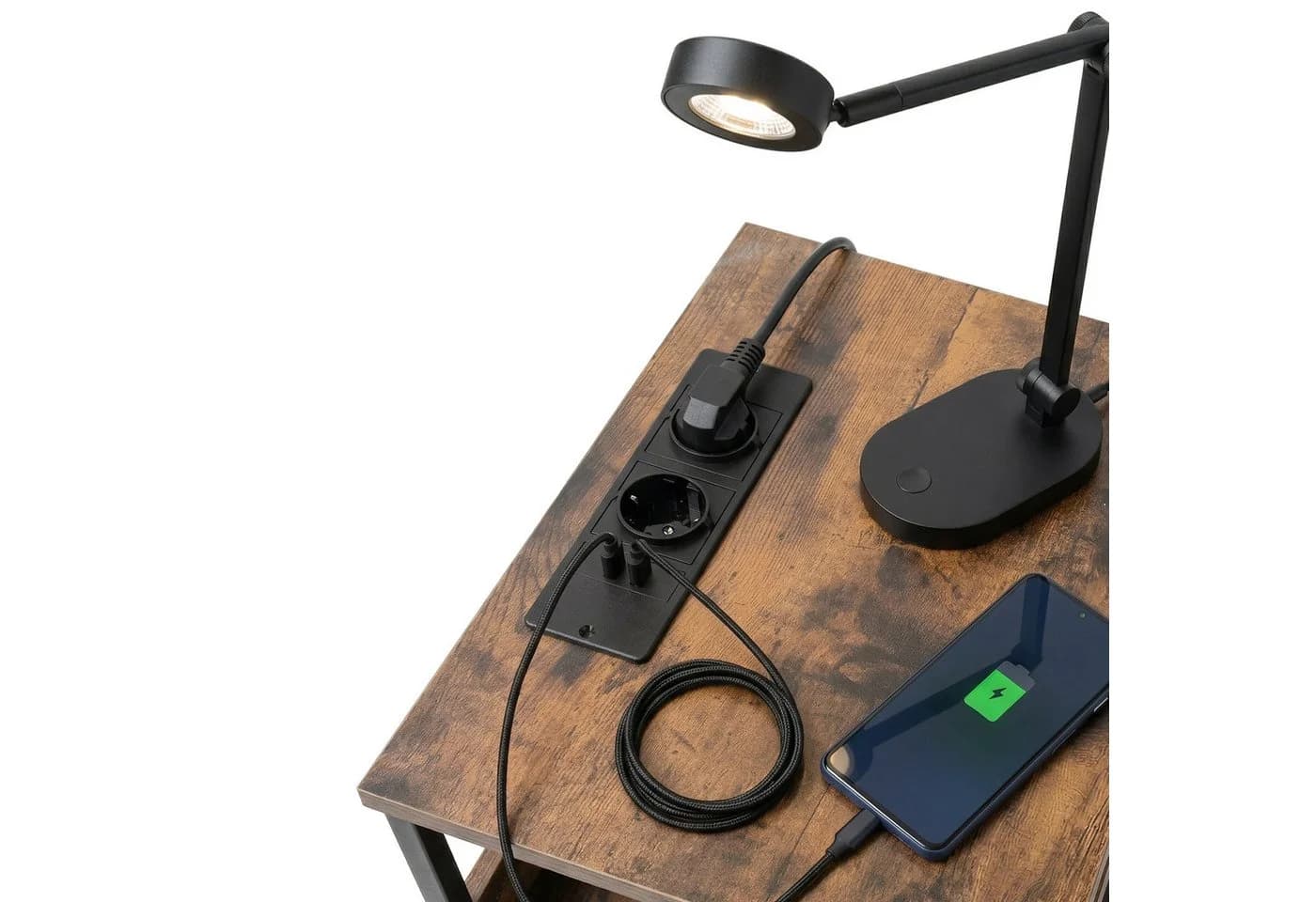 relaxdays Beistelltisch Industrial-Style mit USB-Anschluss - Bild 4