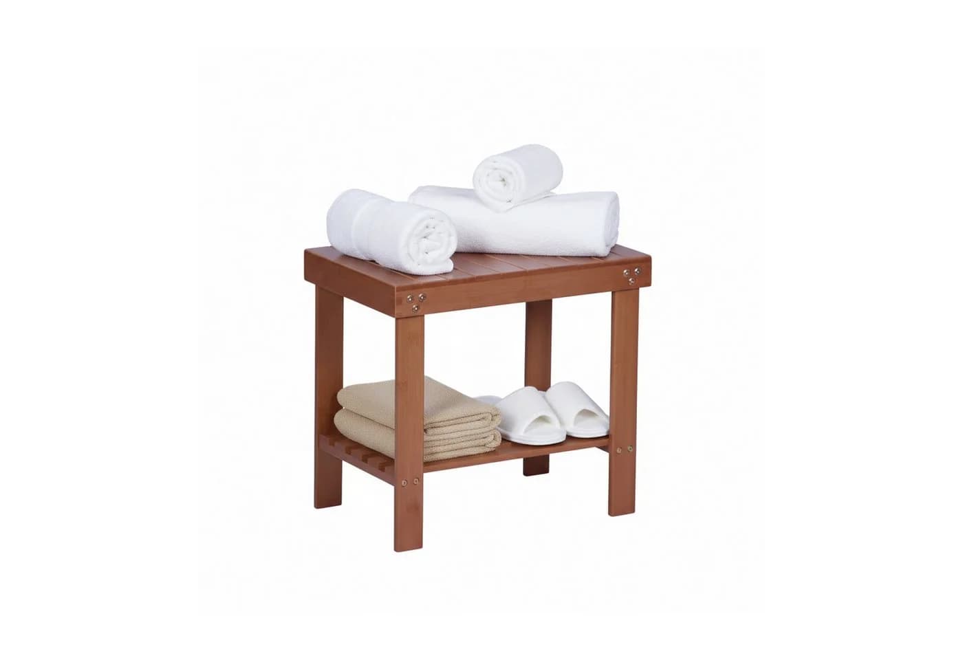 relaxdays Badhocker aus Bambus - 2 Ebenen, Natur - Bild 2