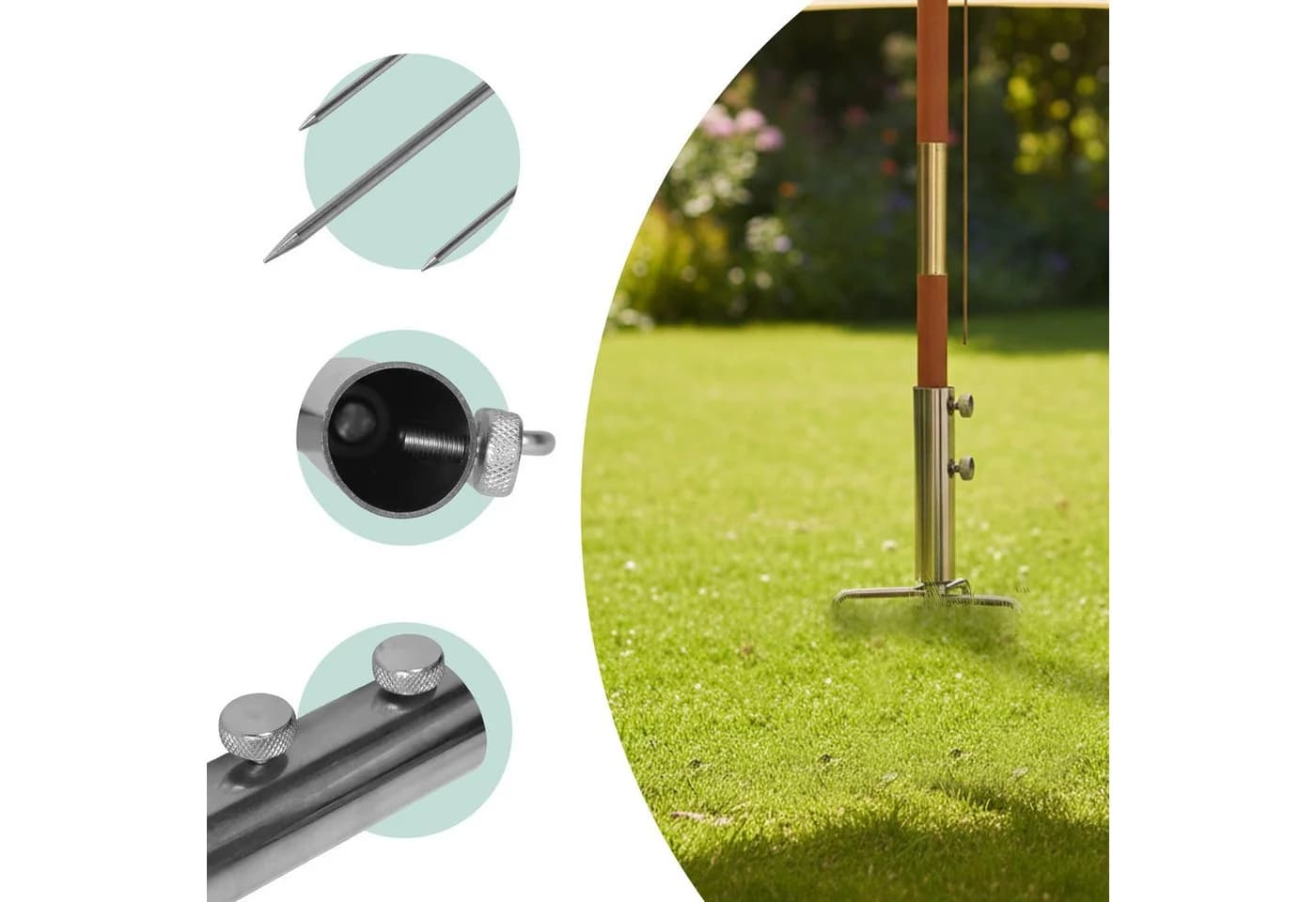 RELAXDAYS Bodendübel Rasendorn für Sonnenschirm Edelstahl Silber - Bild 3