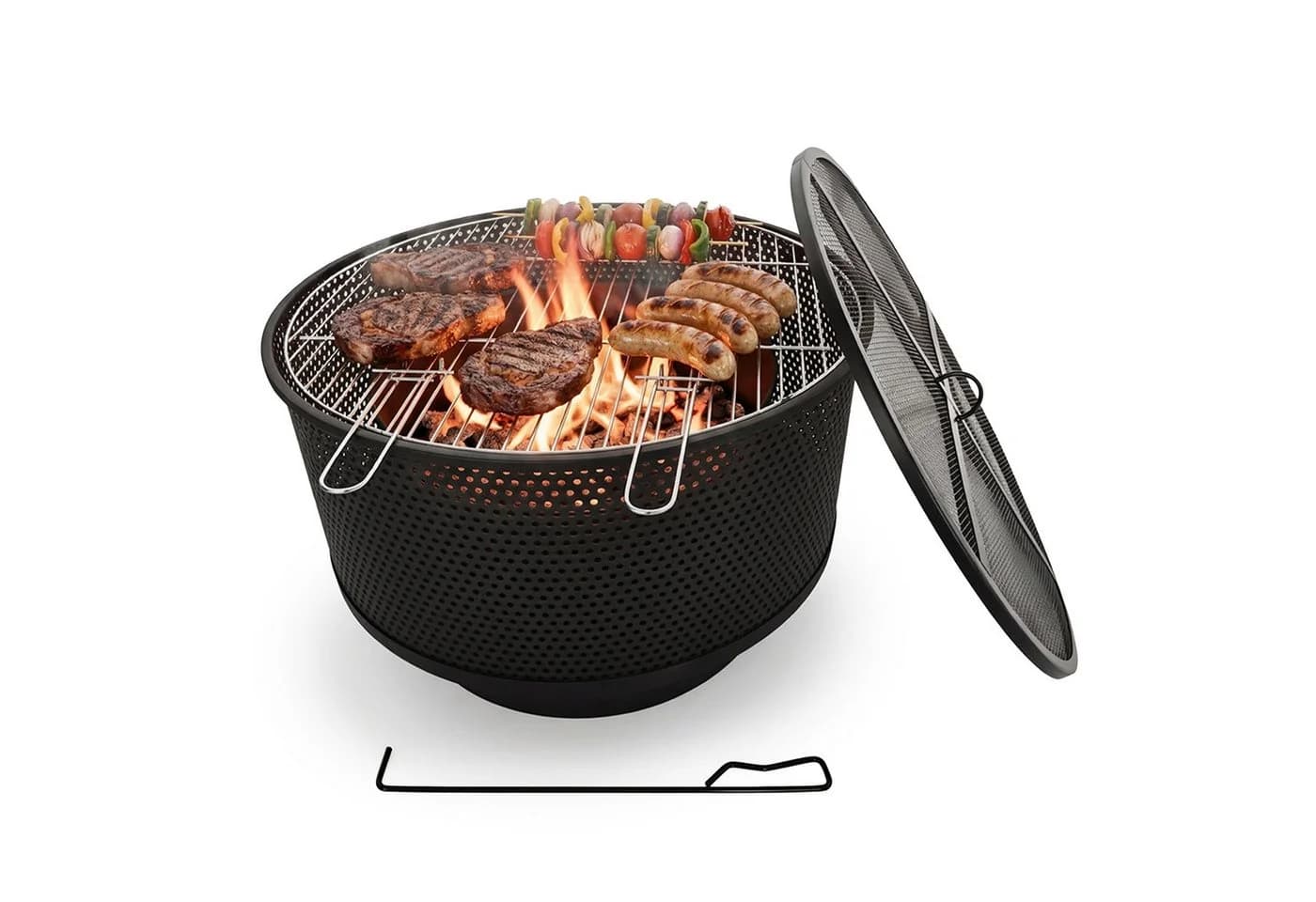 relaxdays Feuerschale mit Grillrost Schwarz 3in1 Multifunktion - Bild 2