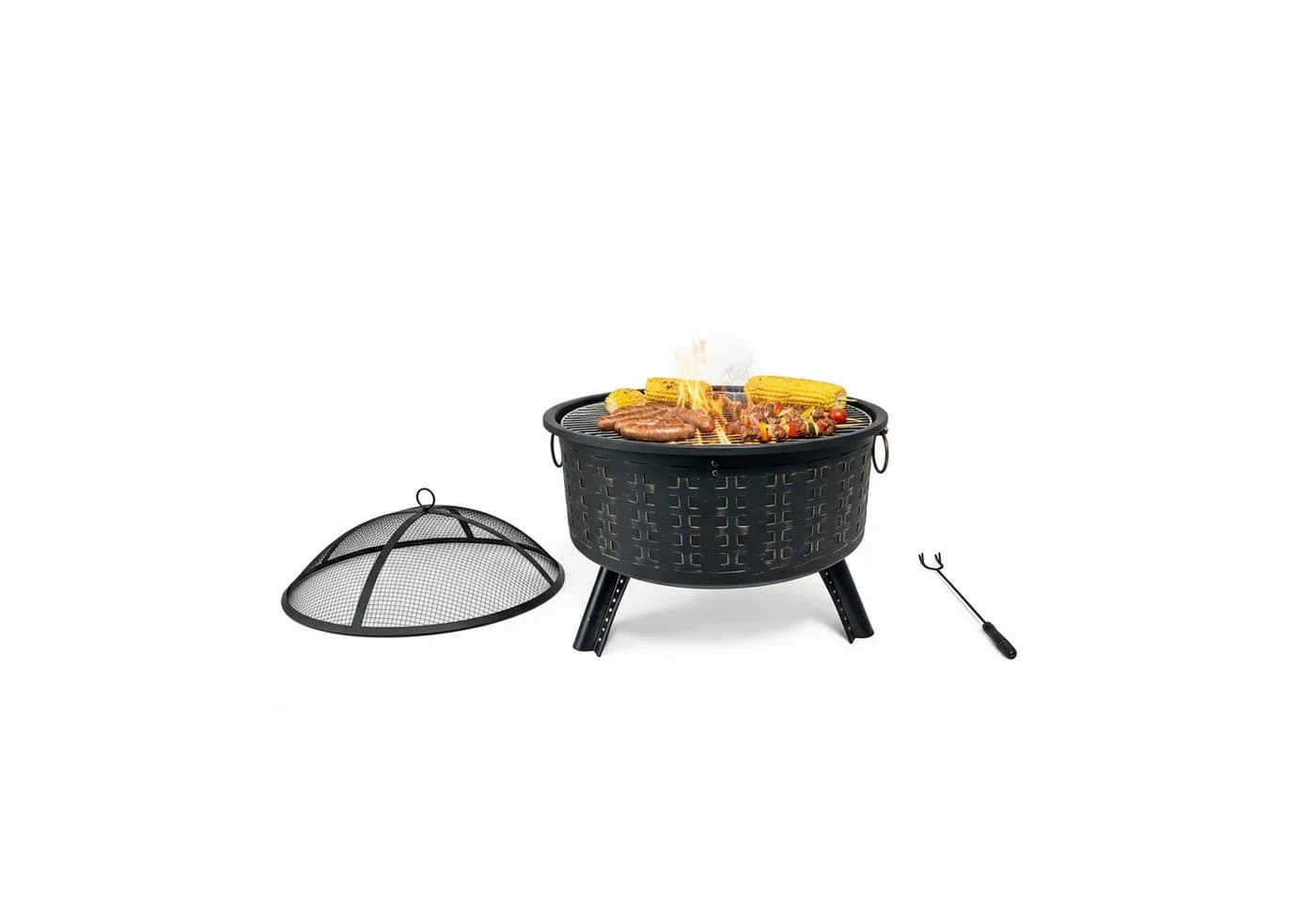 RELAXDAYS Feuerstelle mit Grillrost und Funkenschutz Schwarz - Bild 2