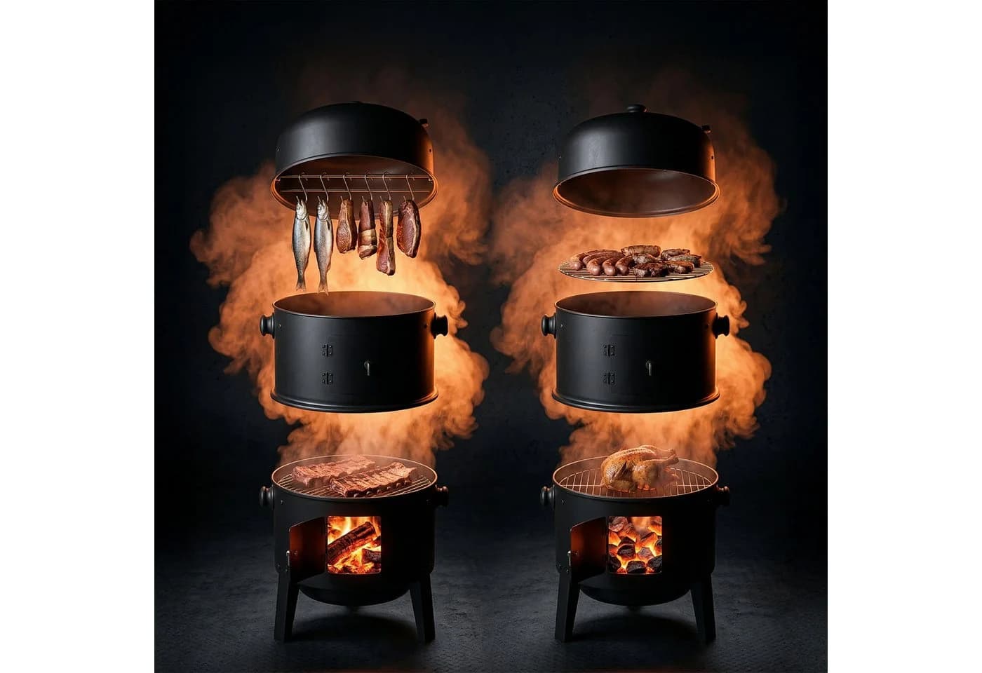 relaxdays Smoker mit Deckel & Thermometer Schwarz - Bild 5