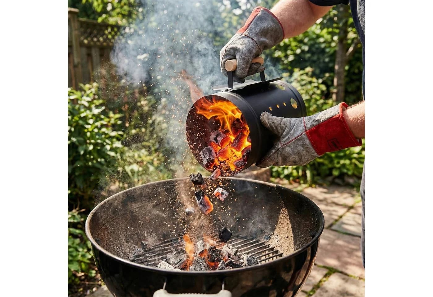 relaxdays Anzündkamin für den Grill Schwarz Kiefernholz Griff - Bild 5
