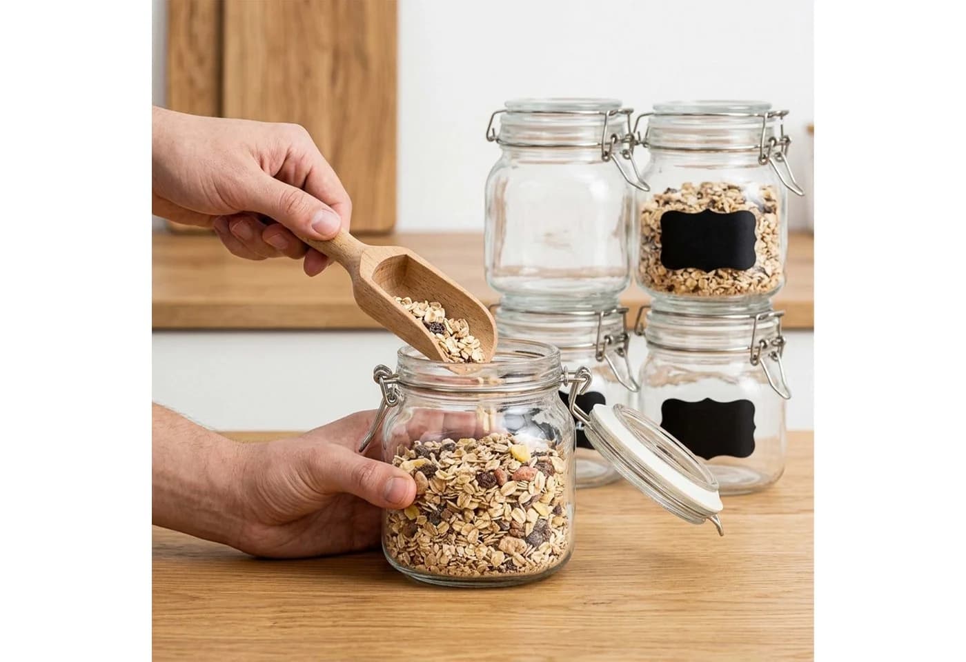 relaxdays Einmachglas 6er Set 750 ml mit Bügelverschluss