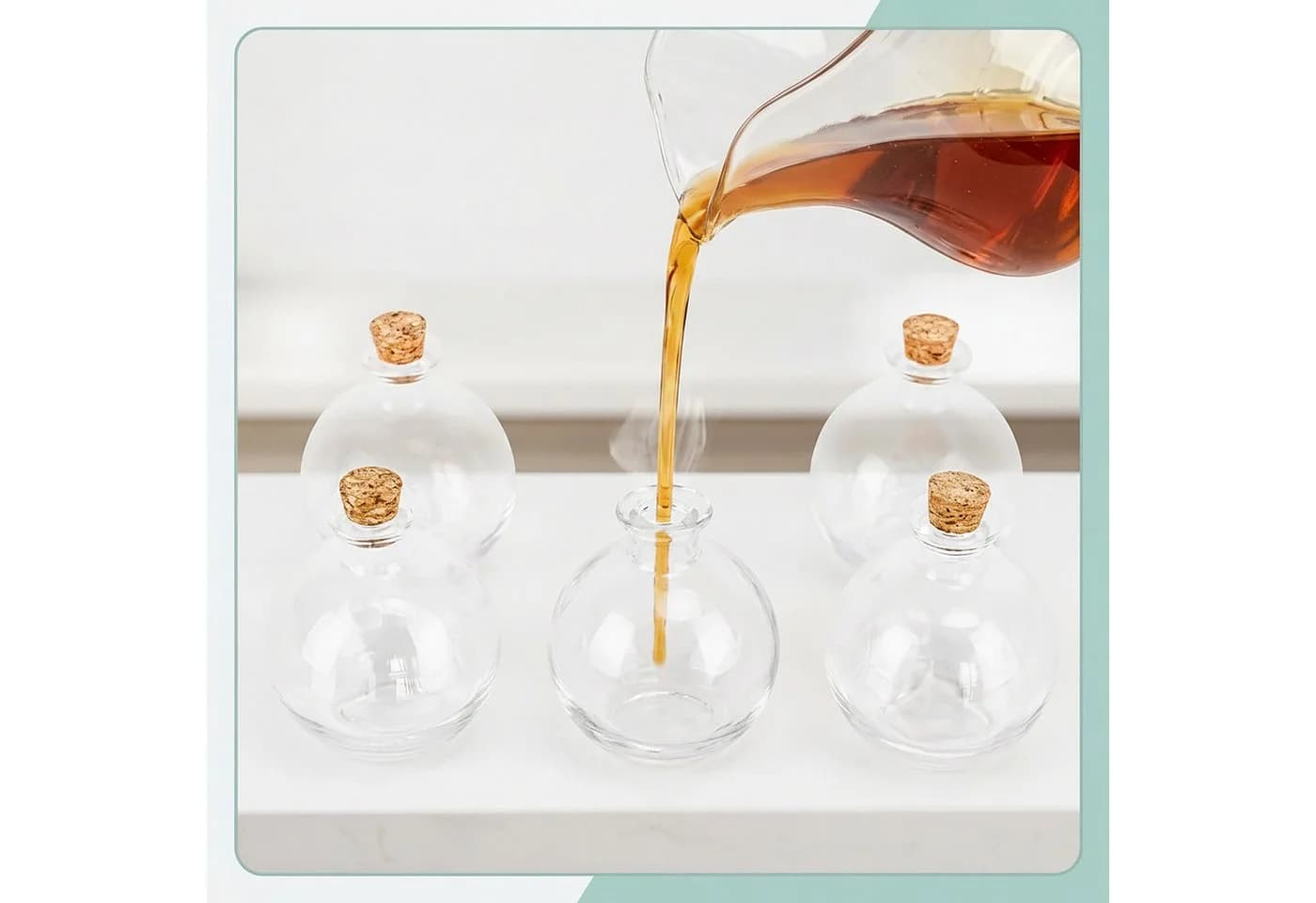 relaxdays 6er Set Glasflaschen mit Korken, transparent
