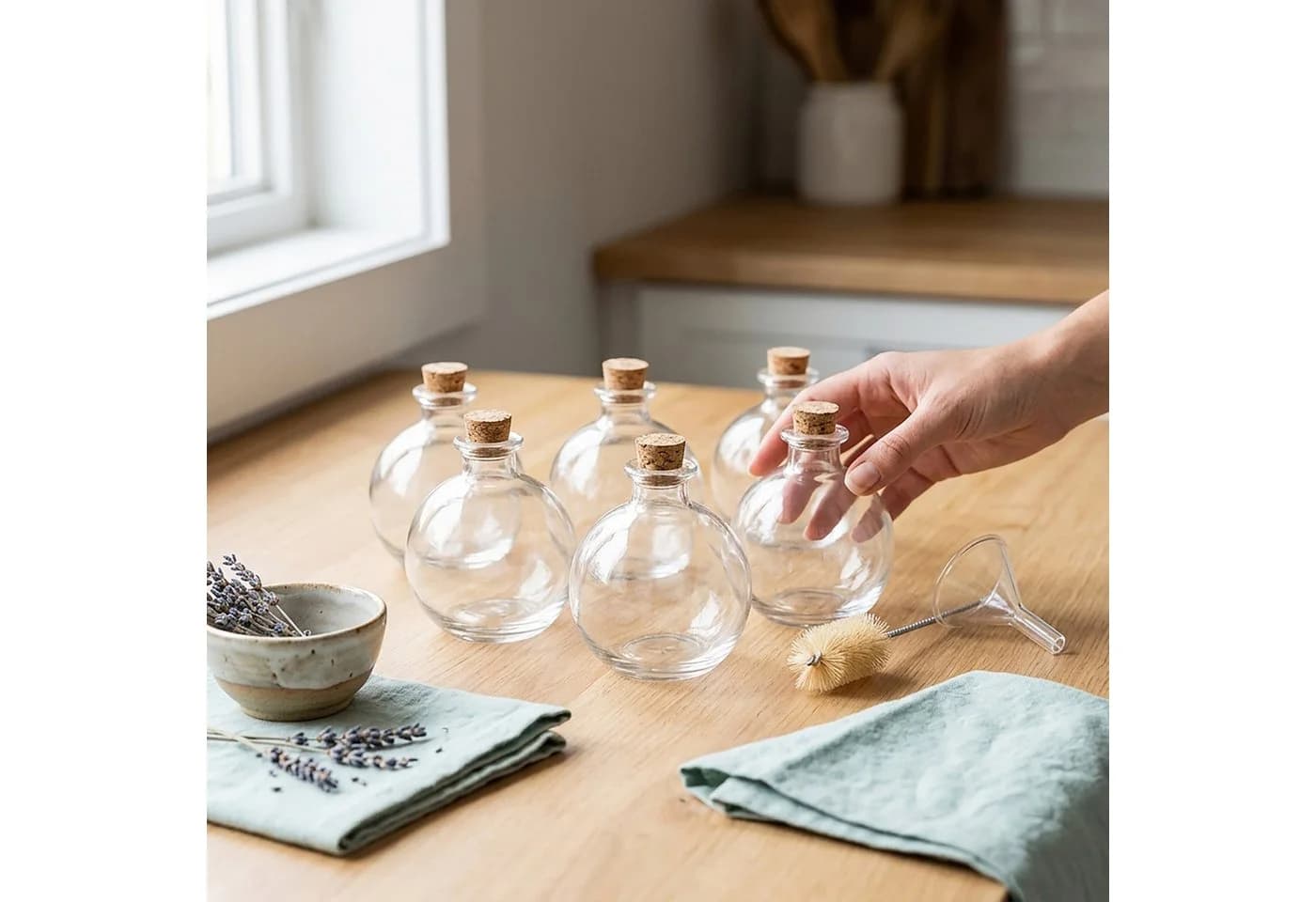 relaxdays 6er Set Glasflaschen mit Korken, transparent - Bild 5