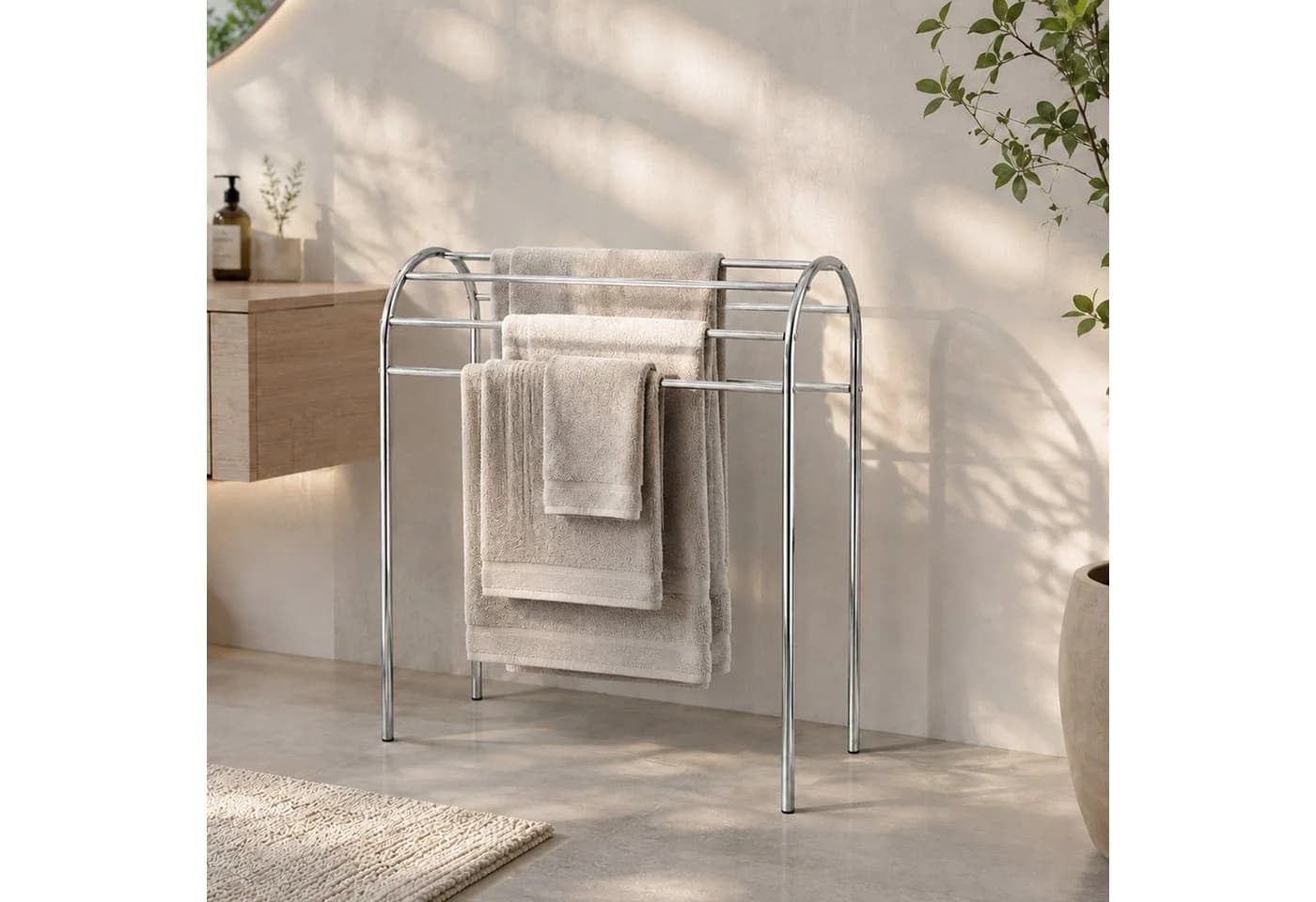 relaxdays Handtuchständer 6 Stangen Silber Edelstahl - Bild 5