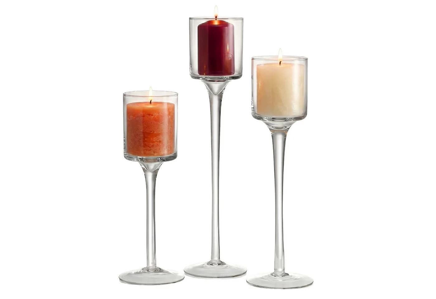 relaxdays Kerzenständer Glas 3-tlg. Set Transparent - Bild 2