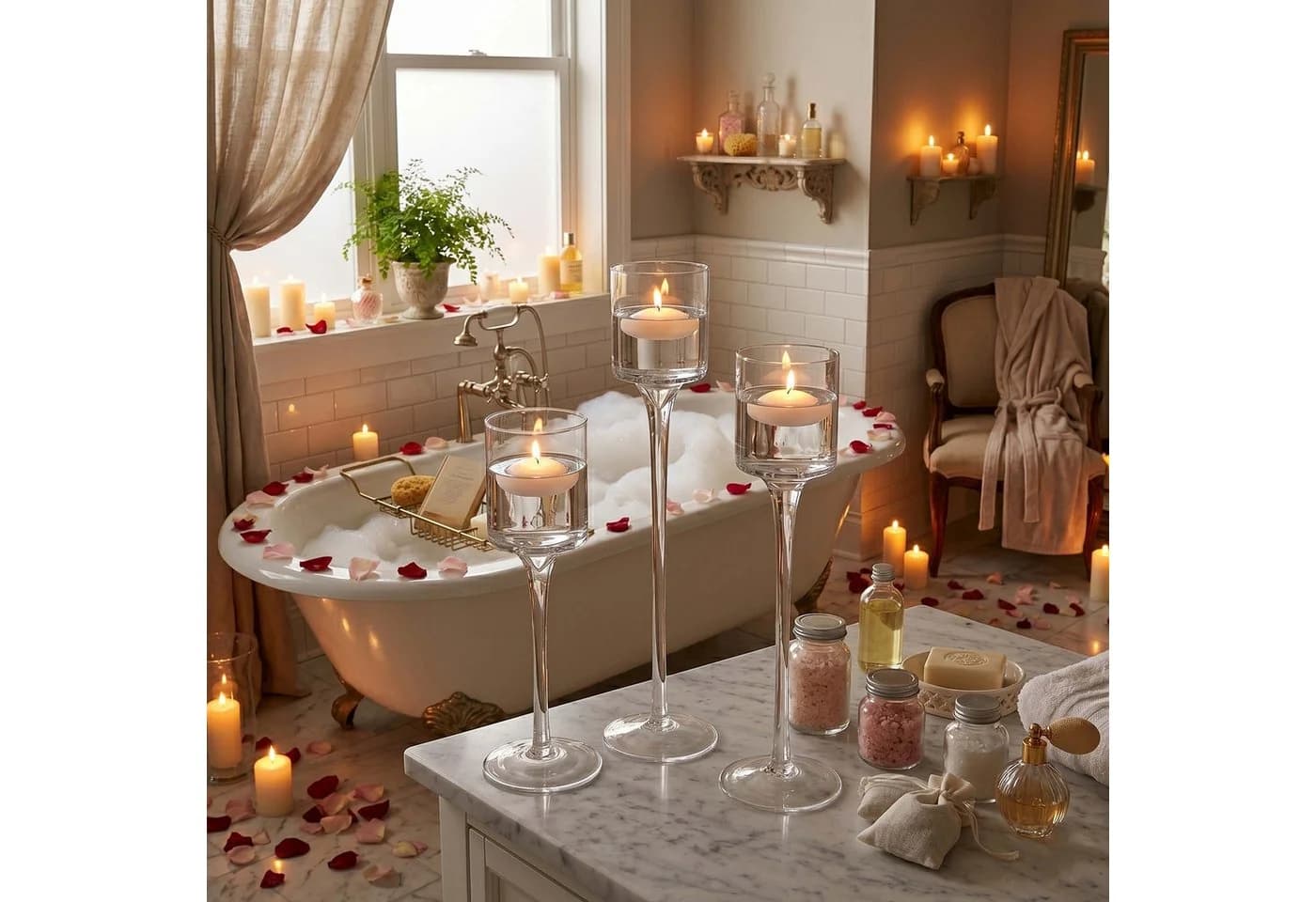 relaxdays Kerzenständer Glas 3-tlg. Set Transparent - Bild 5